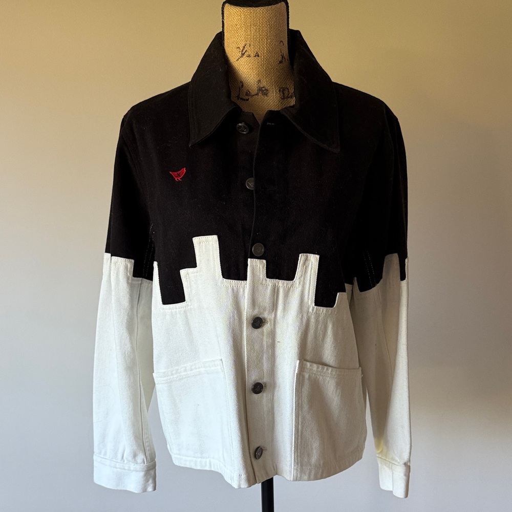 Alice + Olivia Jeans Colorblock Pattern Denim Chore Jacket